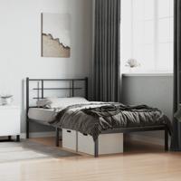 Bedframe met hoofdbord metaal zwart 100x200 cm