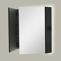 Linie Montro spiegelkast 80 x 75 cm mat zwart met spiegelverlichting