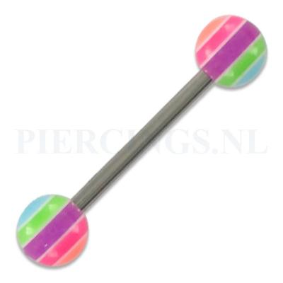 Tongpiercing acryl gekleurde streepjes