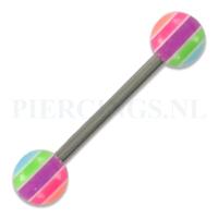 Tongpiercing acryl gekleurde streepjes