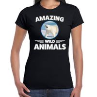 T-shirt ijsberen amazing wild animals / dieren zwart voor dames