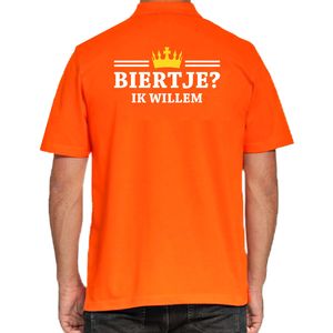 Grote maten Biertje ik Willem polo shirt oranje voor heren - Koningsdag polo shirts