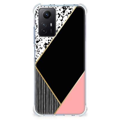 Xiaomi Redmi Note 12s Shockproof Case Zwart Roze Vormen