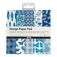 Creativ Company Design papierblok, vel 15,2x15,2 cm, 120 gr, blauw, 50 vel/ 1 doos