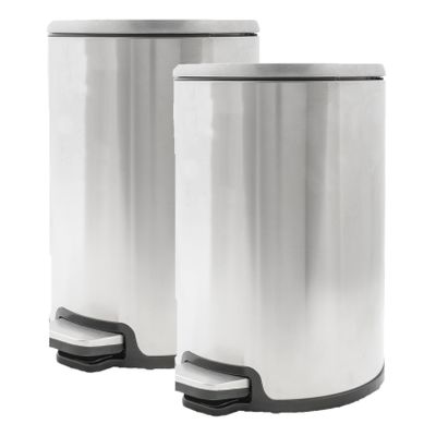 2x stuks vuilnisbakken/pedaalemmers zilver 12 liter 35 cm RVS
