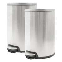 2x stuks vuilnisbakken/pedaalemmers zilver 12 liter 35 cm RVS