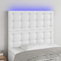 Hoofdbord LED 90x5x118/128 cm kunstleer wit