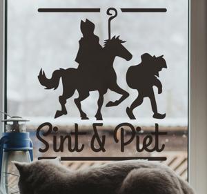 Sint in piet silhouet zelfklevende raamsticker