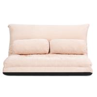 Vloerbank Inklapbaar 6-Traps Instelbare Vloerstoel met 2 Kussens Vloerzitkussen met Rugleuning Opklapbank Gestoffeerd Sofa Bed