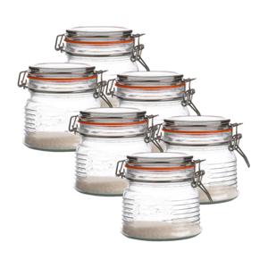 Weckpot/inmaakpot - 6x - 500 ml - glas - met beugelsluiting - D11 x H11 cm