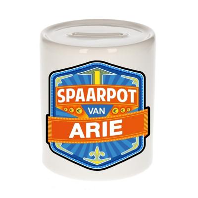 Kinder spaarpot met naam - Arie - keramiek - met dop - wit - Sparen - Spaargeld van Arie