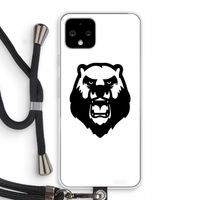 Angry Bear (white): Pixel 4 Transparant Hoesje met koord