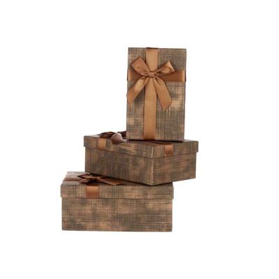 Set decoratieve dozen Pincello Bruin Zwart Karton Strepen Lasso 3 Onderdelen