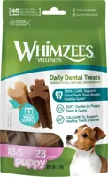 Onze Puppysnacks ondersteunen de orale gezondheid van uw puppy: ze zijn ontworpen om tandplak en tandsteen tegen te gaan. Verkrijgbaar in twee vormen waar uw puppy dol op zal zijn, en in twee maten.