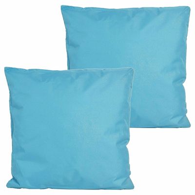 Buitenkussens - 2x - lichtblauw - 60 x 60 cm - binnen/buiten