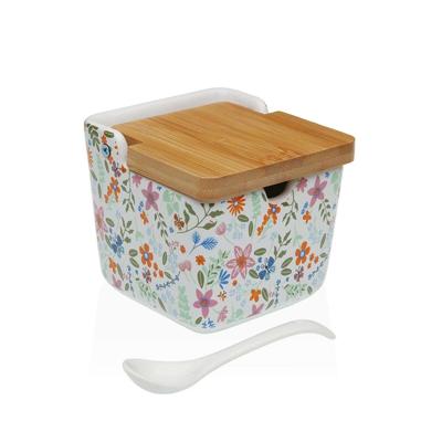 Suikerpot Versa Keramisch 8,8 x 8,5 x 8,8 cm Blommor