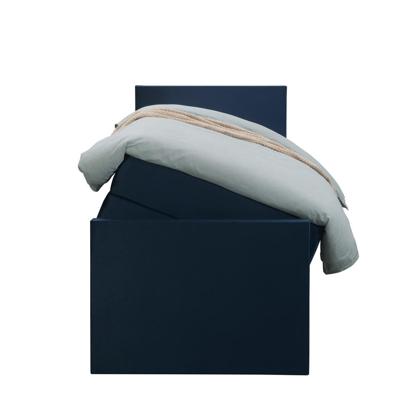 Leen Bakker - Boxspring Met Opbergruimte En Voetbord Liv Egaal - 90x200cm - Stof/Velvet - Blauw