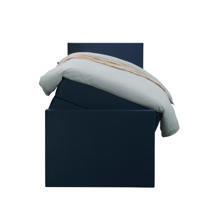 Leen Bakker - Boxspring Met Opbergruimte En Voetbord Liv Egaal - 90x200cm - Stof/Velvet - Blauw