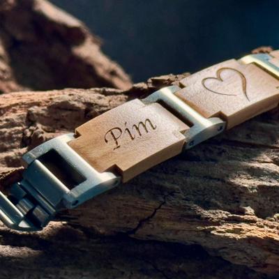 Mount Fuji - Olijf Hardhout Armband met houtgravure