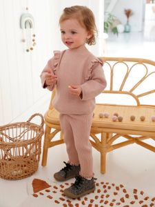 Tricot babyset trui + legging roze (poederkleur)