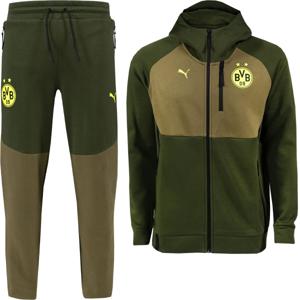 PUMA Borussia Dortmund Pumatech Trainingspak Full-Zip 2024-2025 Donkergroen Olijfgroen Geel