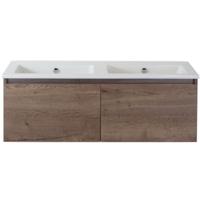 Frozen Badmeubelset 120 cm - Greeplijst in Kleur - Tabacco - Keramische Wastafel Wit Zonder Kraangat