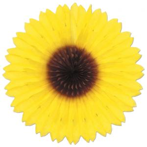 Decoratie zonnebloem - geel - 45 cm - crepe papier - hangdecoratie - lente/zomer