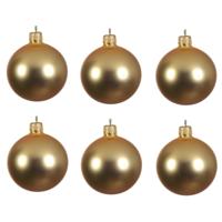 Decoris kerstballen - 6x - goud - 8 cm - glas - mat - velvet - kerstversiering Decoris kerstballen - 6x - goud - 8 cm - glas - mat - velvet - kerstversiering