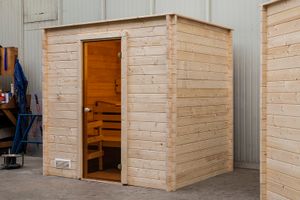 Interflex Binnensauna 205x205 cm 40 mm vuren blank- Plat dak- Onbehandeld vurenhout- Interflex