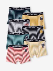 Set van 7 stretchy boxers voor jongens Monster Oeko-Tex® gestreept ivoor set