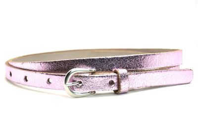 Take It Leren Riem 1.5 cm Metallic Roze