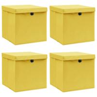 VidaXL Opbergboxen met deksel 4 st 32x32x32 cm stof geel