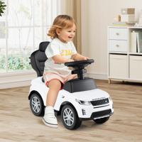 3-in-1 Loopauto met Duwstang Loopvoertuig met Afneembare Handgreep Loopauto Wit