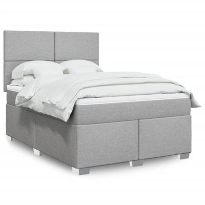 Boxspring met matras stof lichtgrijs 140x190 cm