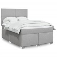 Boxspring met matras stof lichtgrijs 140x190 cm