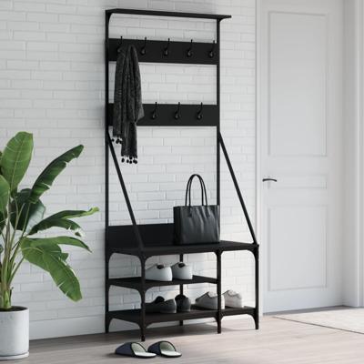 VidaXL Kledingrek met schoenenrek 80x40x184 cm zwart
