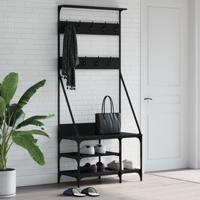 VidaXL Kledingrek met schoenenrek 80x40x184 cm zwart
