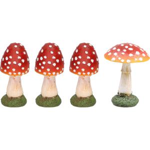 Decoratie paddenstoelen setje met 4x vliegenzwam paddenstoelen - herfst thema