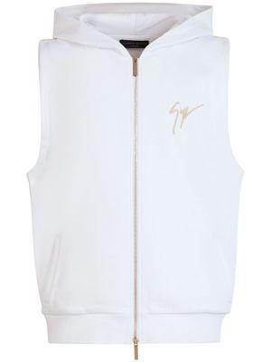 Giuseppe Zanotti gilet zippé à broderies - Blanc