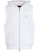 Giuseppe Zanotti gilet zippé à broderies - Blanc