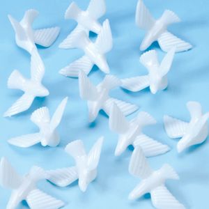 90x Plastic duifjes voor bruiloft decoratie   -