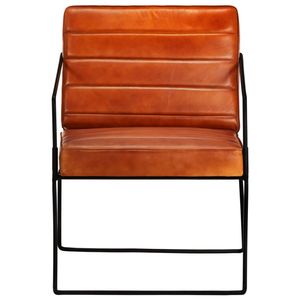 The Living Store Fauteuil Echt Leer Industrieel - 52 x 70 x 71 cm - Tan/Zwart