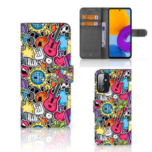 Samsung Galaxy M52 Wallet Case met Pasjes Punk Rock