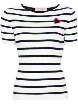 TWINSET haut rayé à découpe - Blanc
