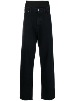 MM6 Maison Margiela jean droit Navy Lazy à effet superposé - Noir