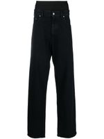 MM6 Maison Margiela jean droit Navy Lazy à effet superposé - Noir