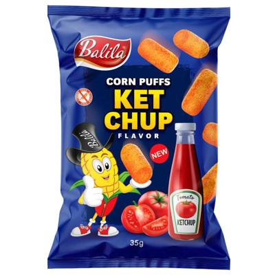 Corn puffs ketchup glutenvrij 35 Gram Corn puffs ketchup glutenvrij 35 Gram