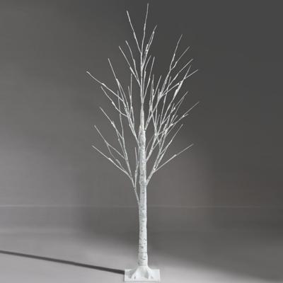 120cm Verlichte Kunstmatige Berkenboom met 48 Warmwitte LED-Lampjes Wit