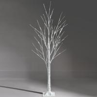 120cm Verlichte Kunstmatige Berkenboom met 48 Warmwitte LED-Lampjes Wit