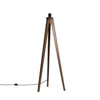 QAZQA Landelijke vloerlamp tripod walnoot hout - Tripod Classic - thumbnail